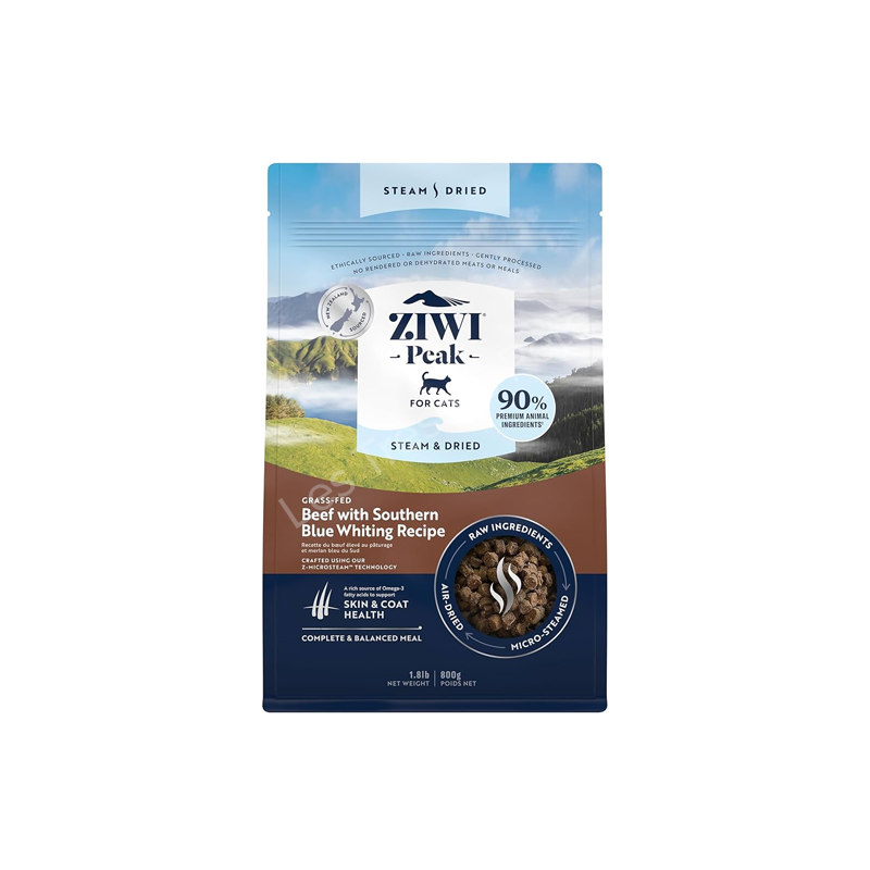 Steam & Dried nourriture pour chats Bœuf 800 gr. - Les Trésors Pets